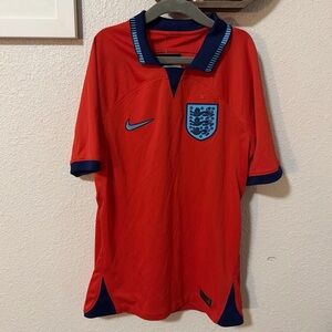 Nike England Soccer Team 2022 Away Red Dri-Fit Jersey kids Sz M